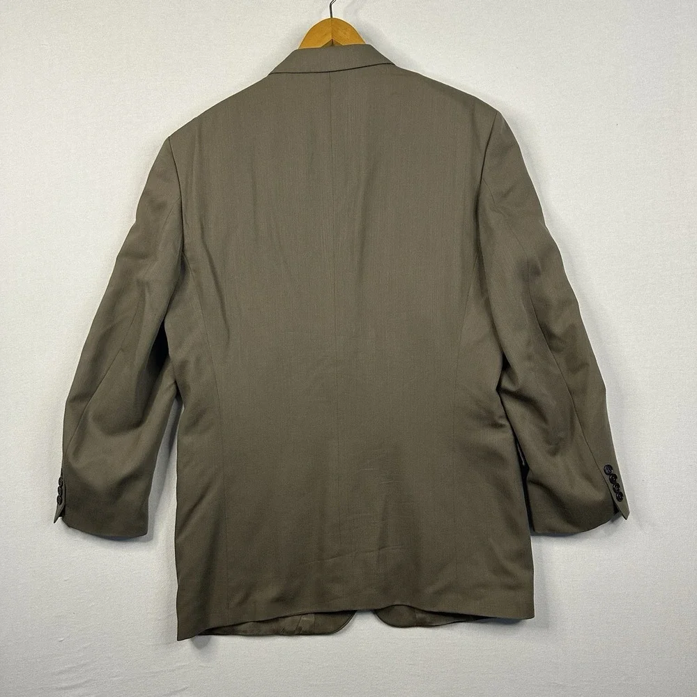 Oscar de la Renta Men Blazer 100% Wool Sport Coat Olive Grn 44L W38‎ Date Night